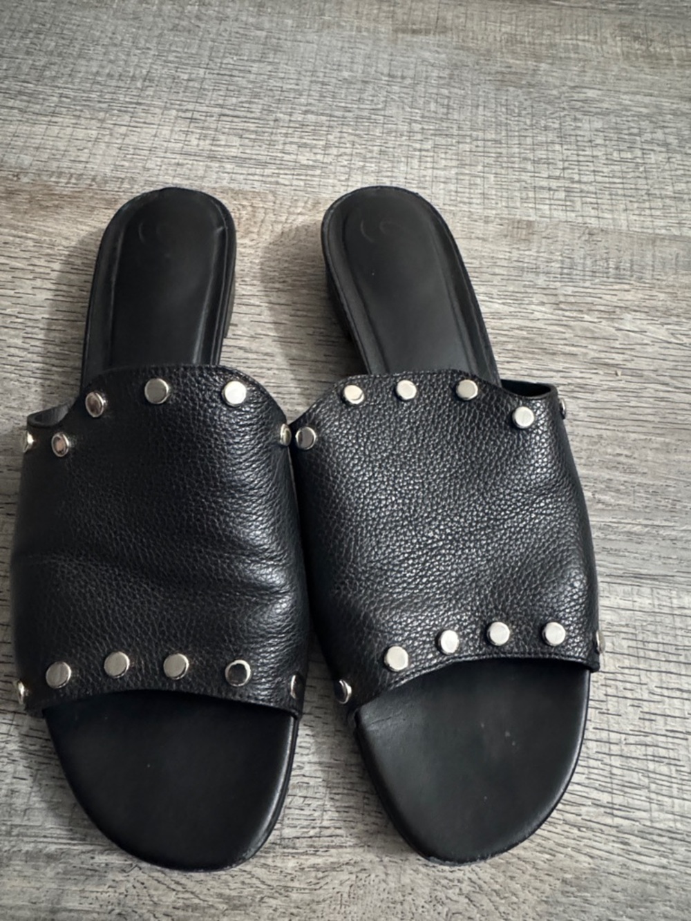 Brighton Black Studded Slide Mules - Picture 3 of 9